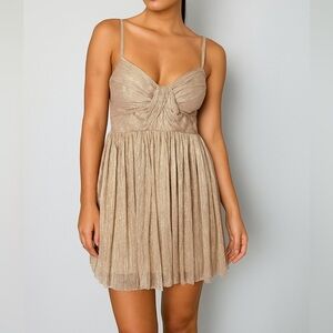 Trixxi Shimmering Gold Sleeveless Fit & Flare Mini Dress Dance Spring Party